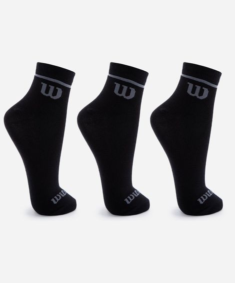 kit de 3 meias cano baixo wilson preto