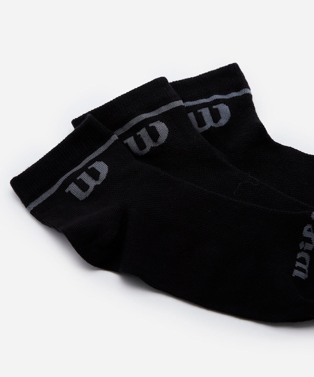 kit de 3 meias cano baixo wilson preto