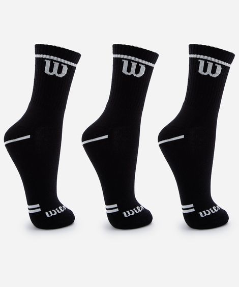 kit de 3 meias cano alto wilson preto