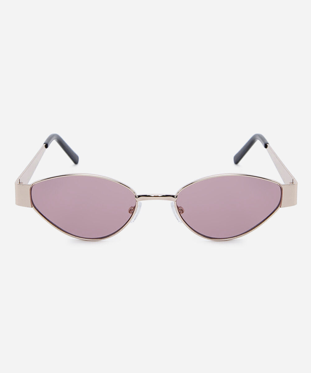 óculos de sol feminino oval de metal triton dourado