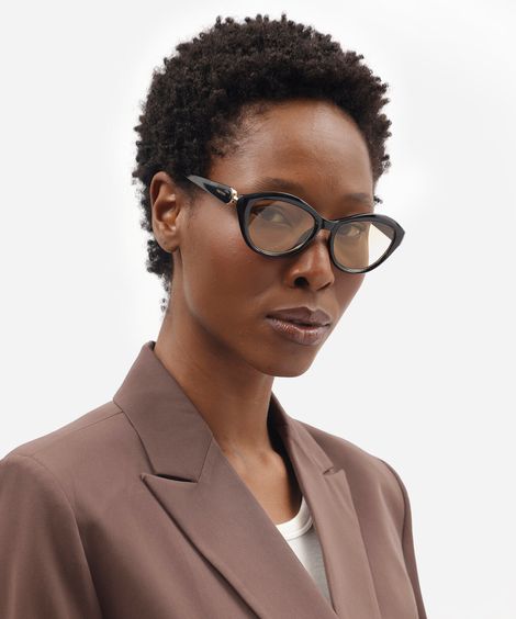 óculos de sol feminino oval de acetato triton preto