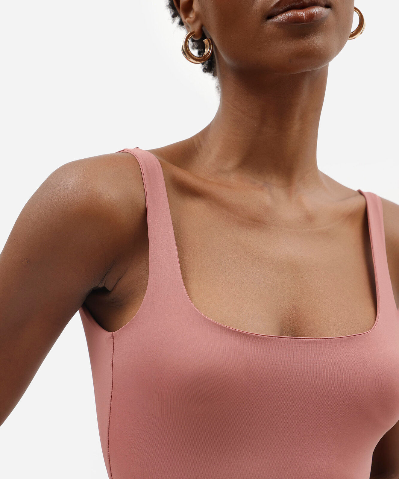 body feminina alça media em poliamida rosa