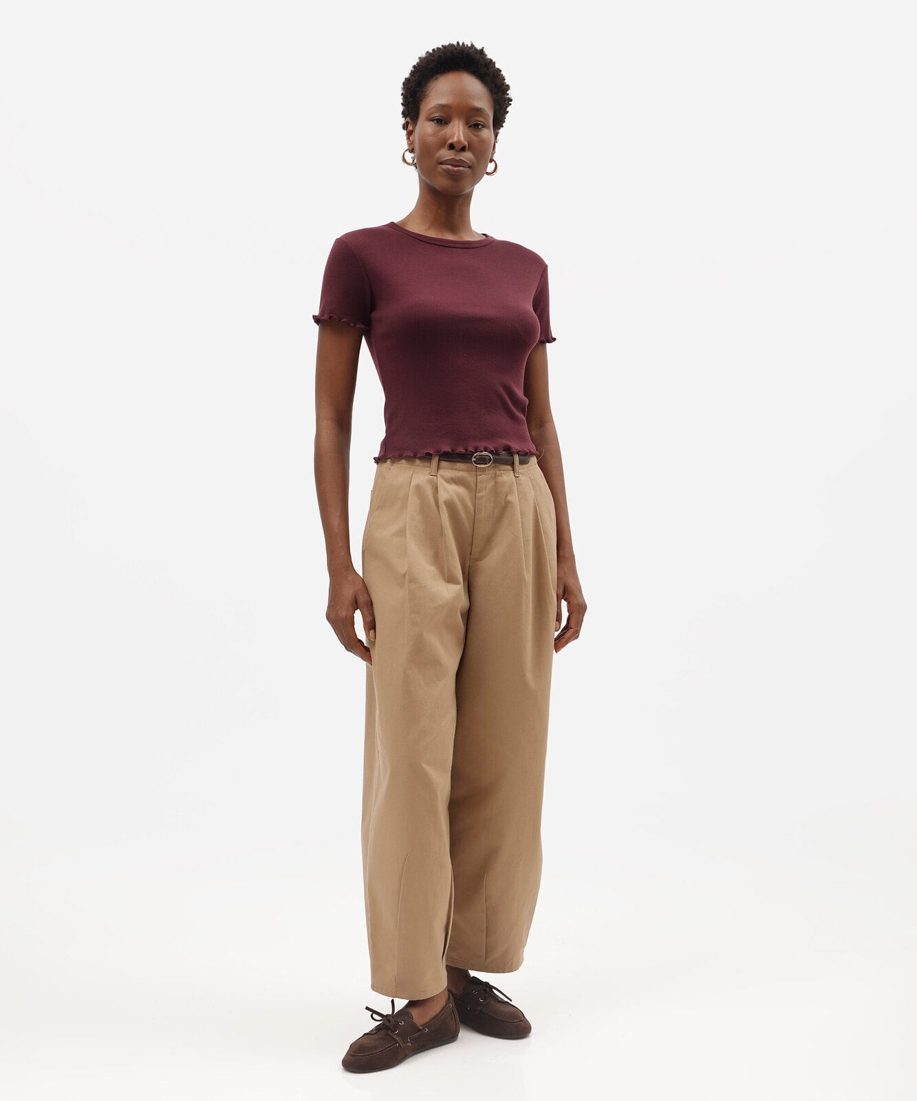blusa baby look feminina manga curta canelada vinho