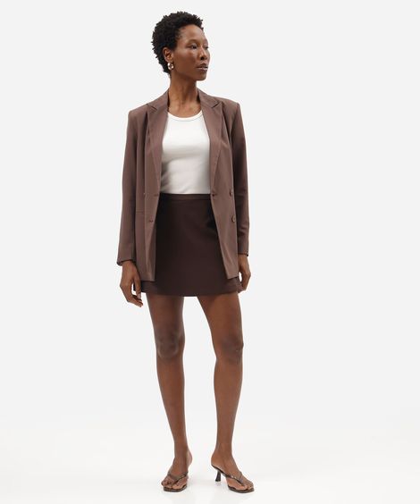 short saia de alfaiataria feminino com viscose marrom