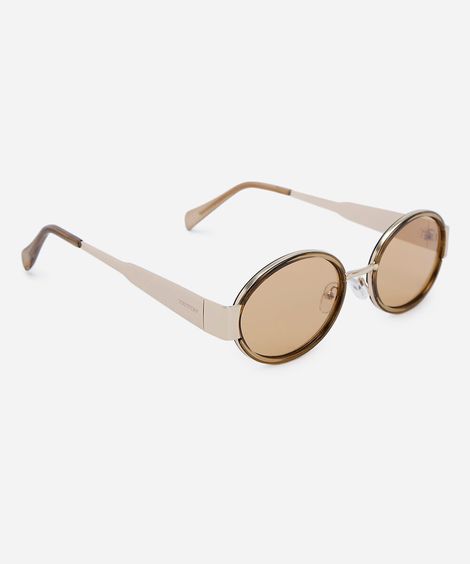 óculos de sol unissex oval de metal triton dourado