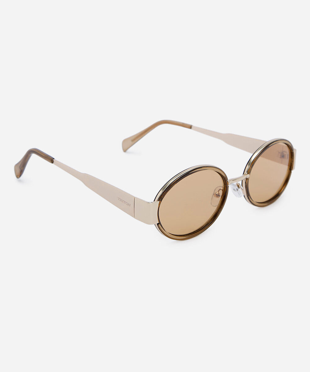 óculos de sol unissex oval de metal triton dourado