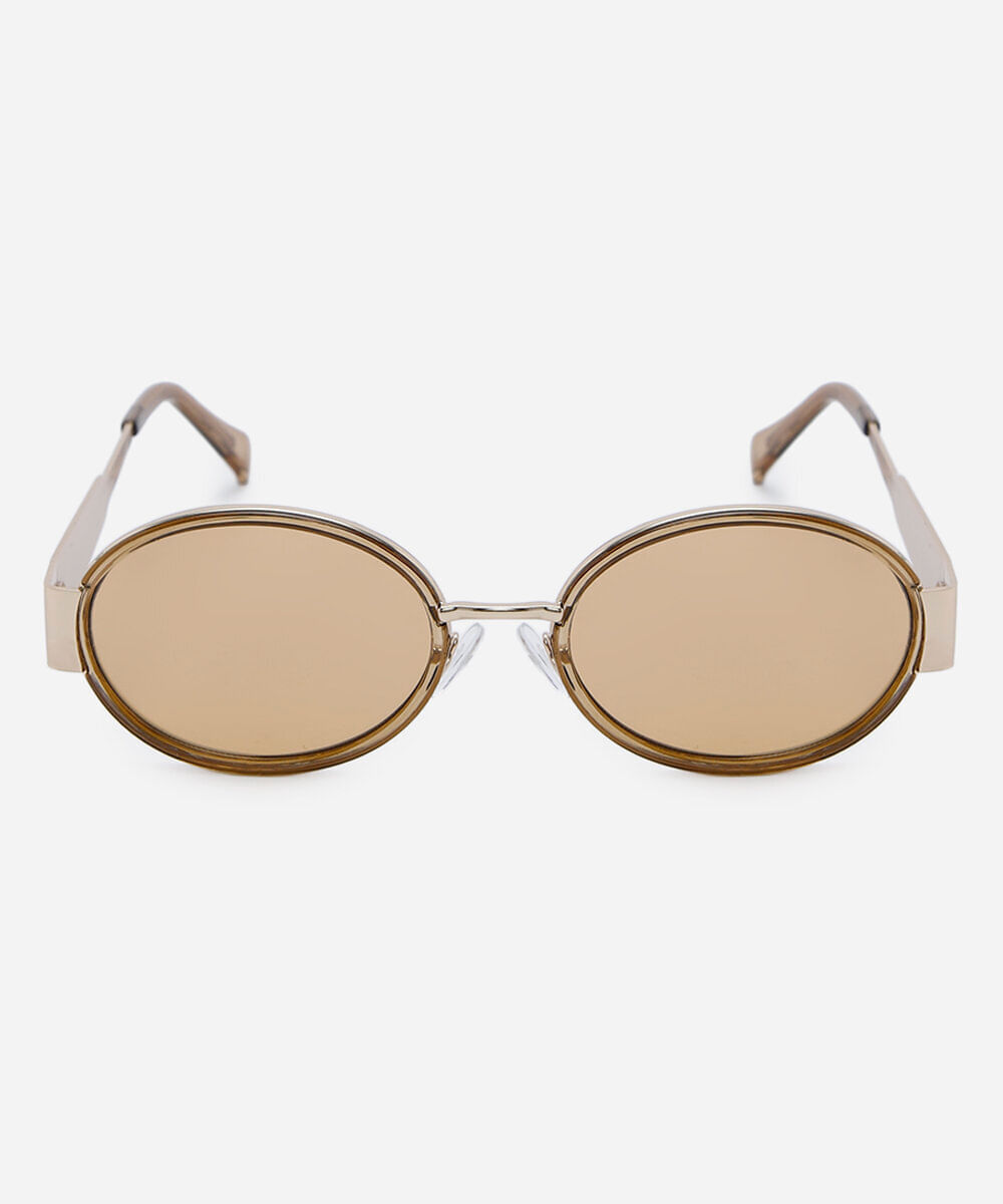 óculos de sol unissex oval de metal triton dourado