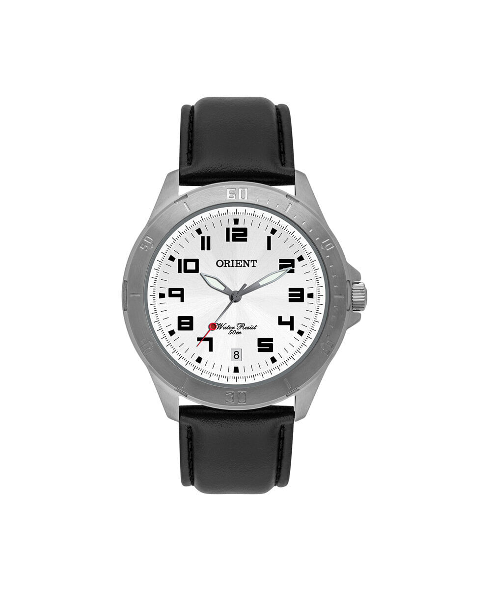 relógio masculino orient analógico calendário mbsc1032 s2px prateado