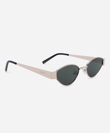 óculos de sol feminino oval de metal triton dourado