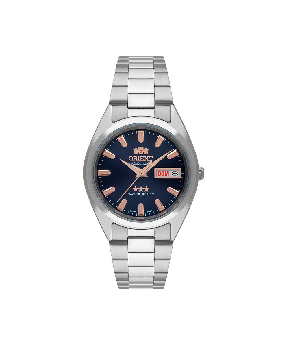 relógio masculino orient analógico calendário 469ss084nh d1sx prateado