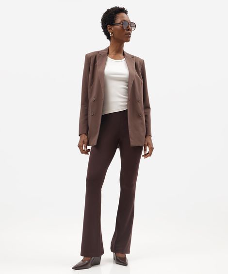 calça flare feminina com viscose cós elástico marrom