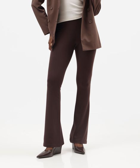calça flare feminina com viscose cós elástico marrom