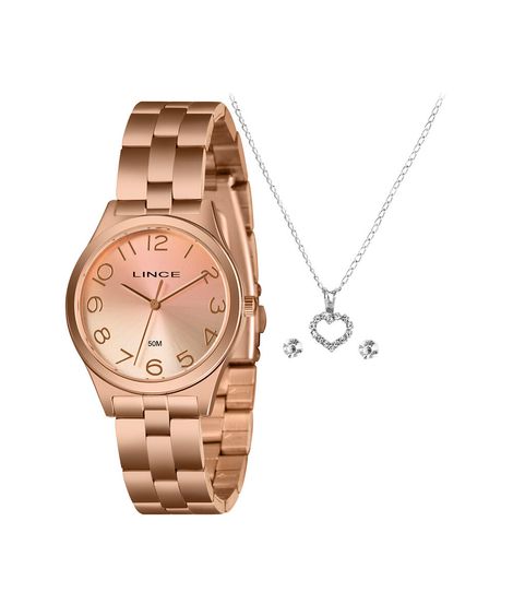 kit relógio feminino lince analógico lrrh264l34kag9r2rx rosa