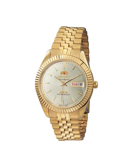 relógio masculino orient analógico calendário 469ec7nh c1kx dourado