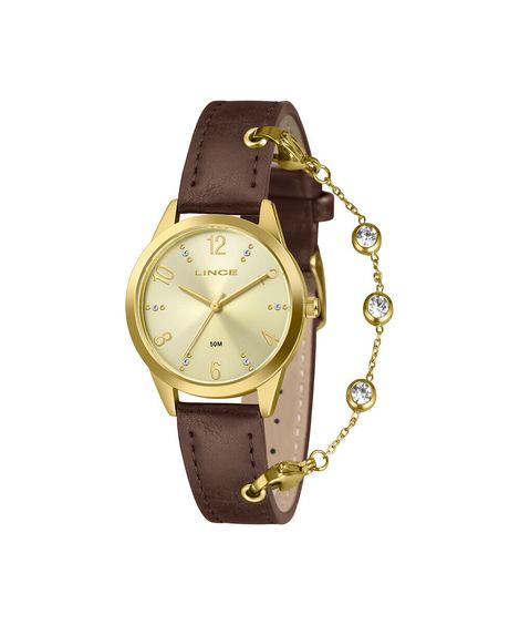 kit relógio feminino lince analógico lrc4876l34 c2nx dourado