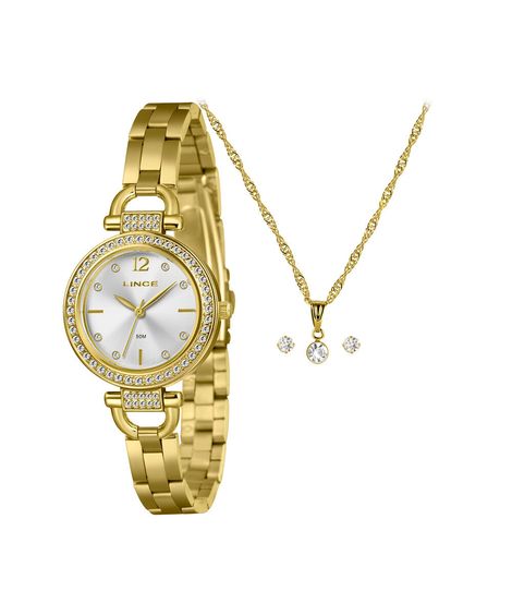 kit relógio feminino lince analógico lrgm081l30 kah6s2kx dourado