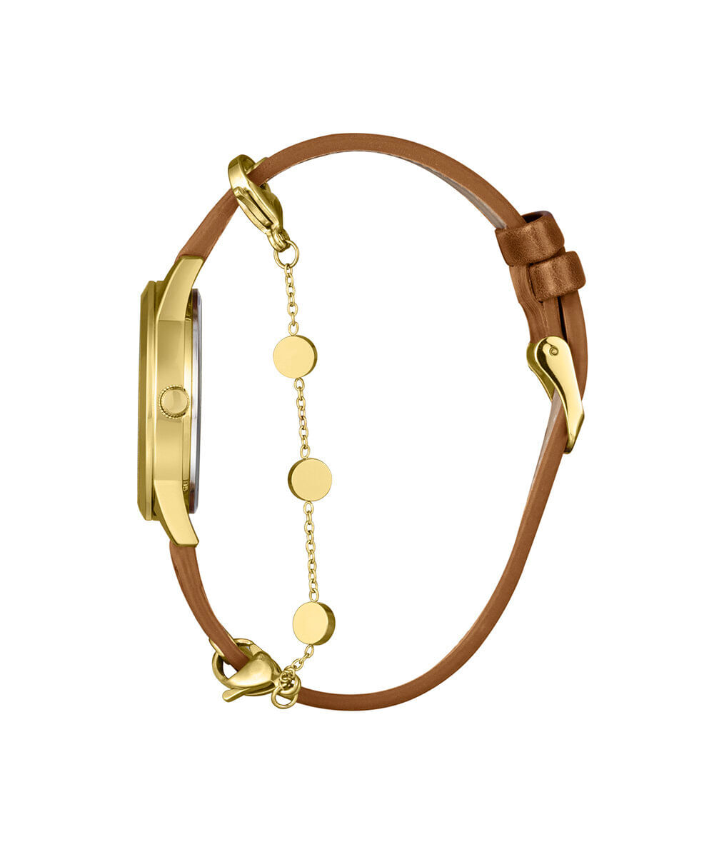 kit relógio feminino lince analógico lrc4876l34 c2mx dourado