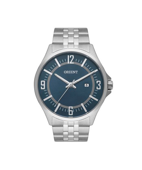 relógio masculino orient analógico calendário mbss1420 d2sx prateado