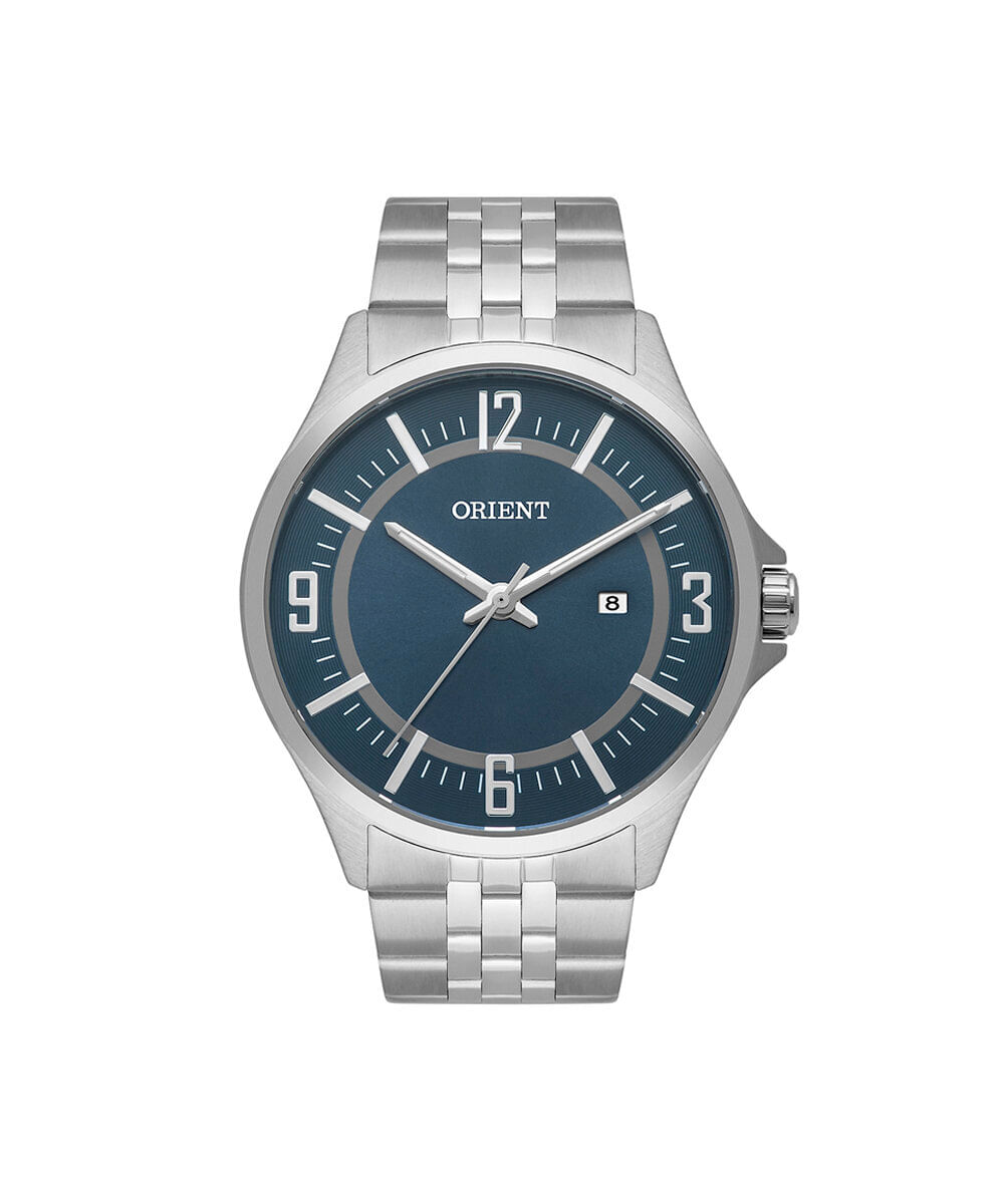 relógio masculino orient analógico calendário mbss1420 d2sx prateado