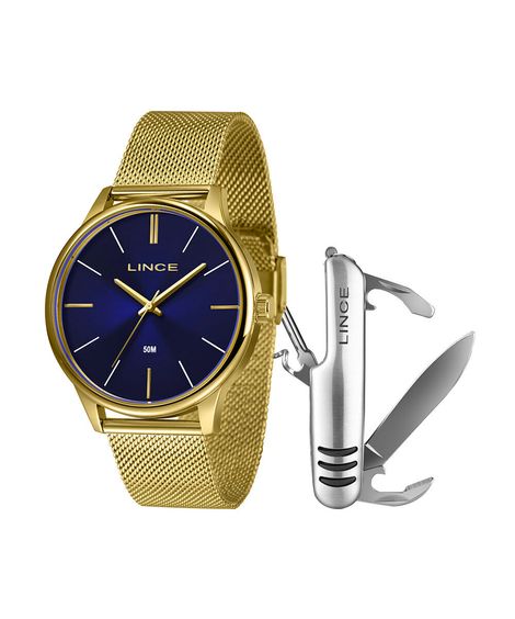 kit relógio masculino lince analógico mrgm019l46 kab3d1kx dourado