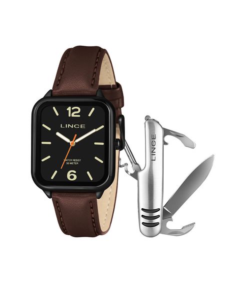 kit relógio masculino lince analógico mqch284l34 kah5p2nx preto