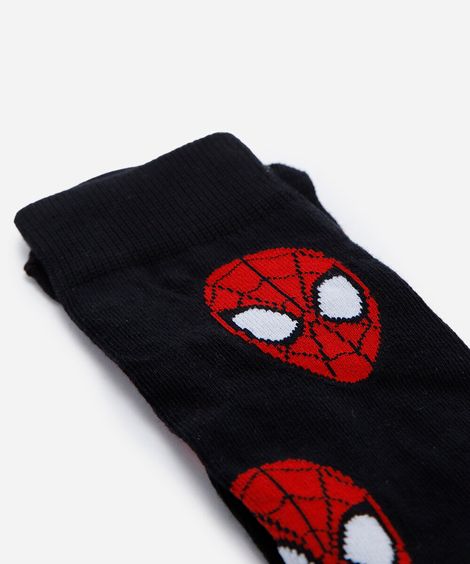meia cano alto homem aranha preta