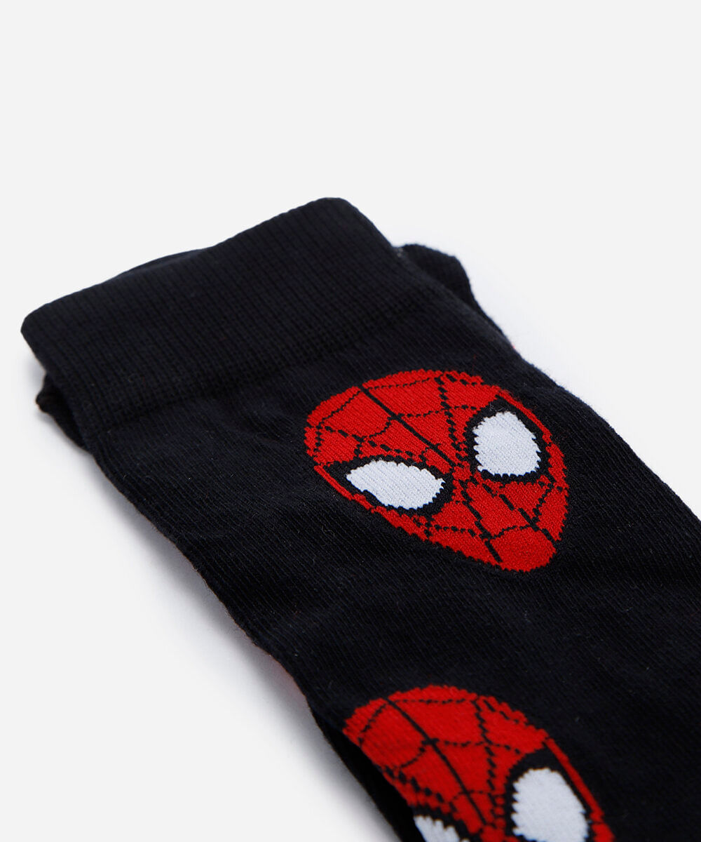 meia cano alto homem aranha preta