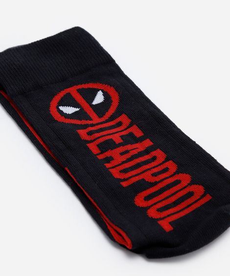 meia cano alto deadpool preta