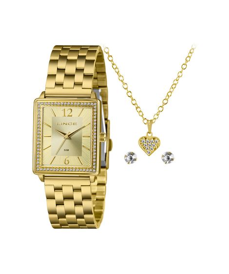kit relógio feminino lince analógico lqg4810l28 kbpmc2kx dourado