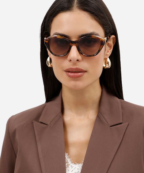 óculos de sol feminino oval de acetato tartaruga triton marrom