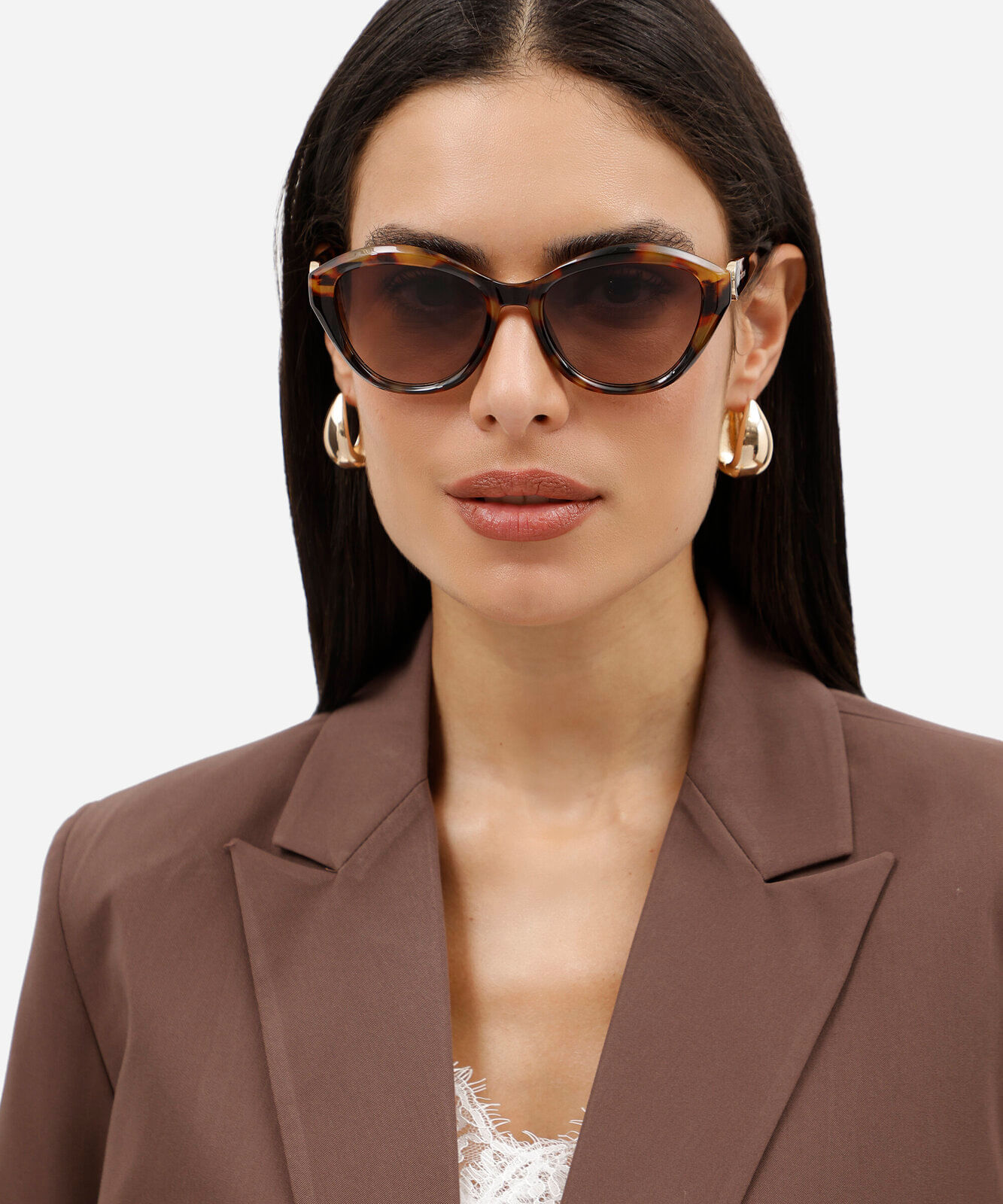 óculos de sol feminino oval de acetato tartaruga triton marrom