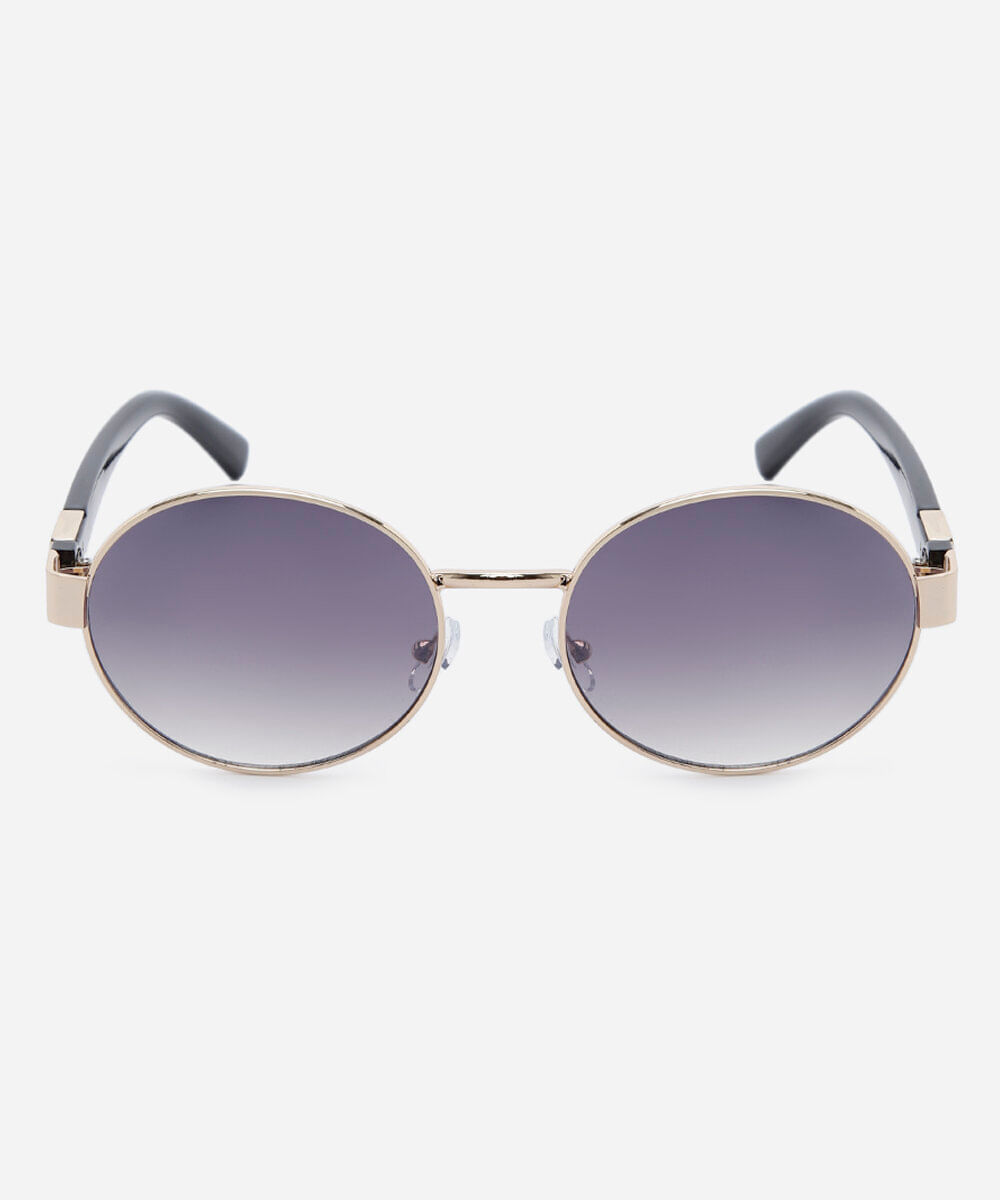 óculos de sol unissex redondo de metal triton dourado