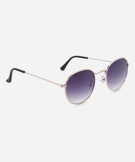 óculos de sol feminino redondo de metal triton dourado