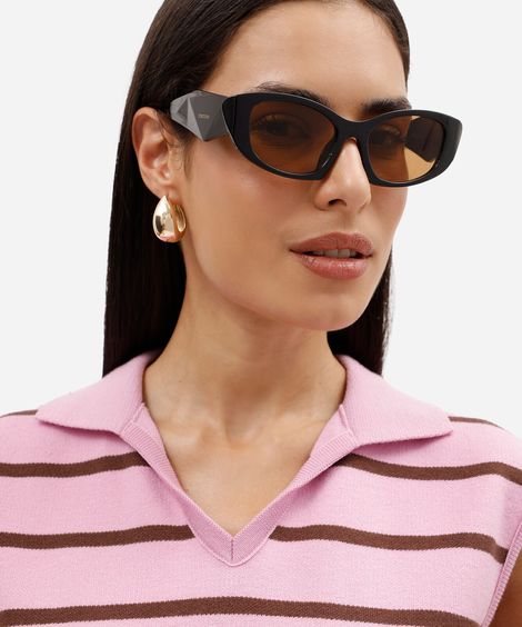 óculos de sol feminino gatinho de acetato triton preto