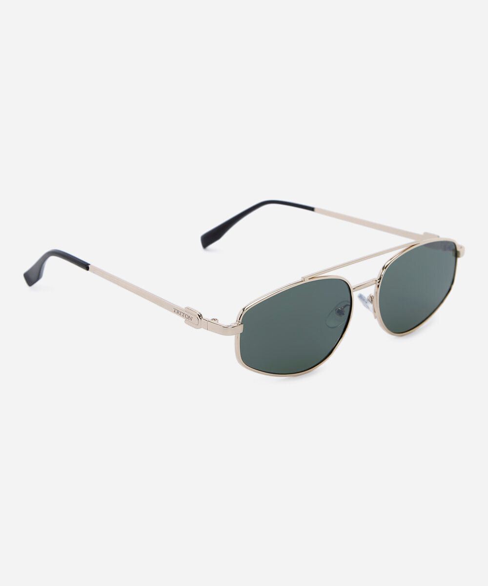 óculos de sol unissex oval de metal triton dourado