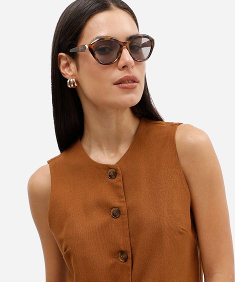 óculos de sol feminino gatinho de acetato tartaruga triton marrom