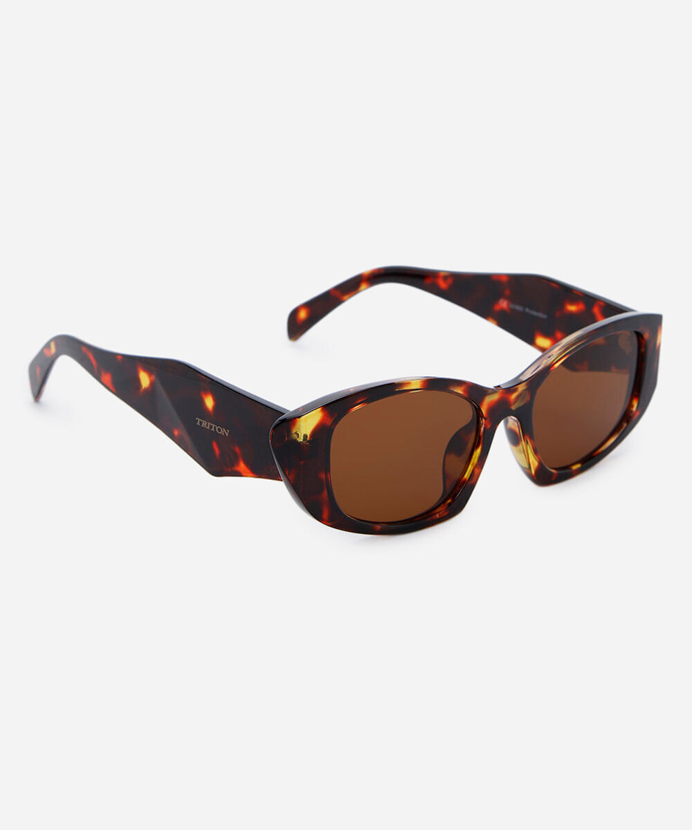 óculos de sol feminino gatinho de acetato tartaruga triton marrom