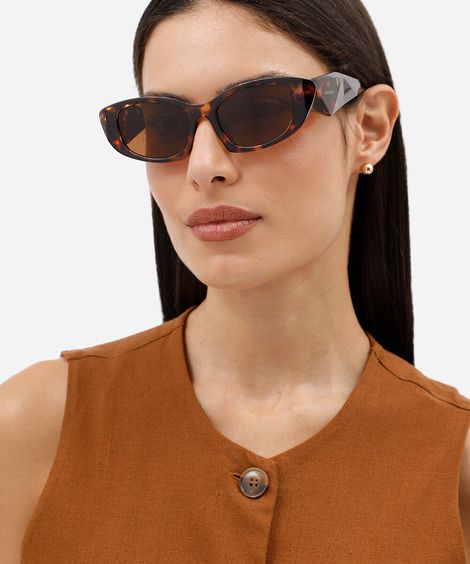 óculos de sol feminino gatinho de acetato tartaruga triton marrom