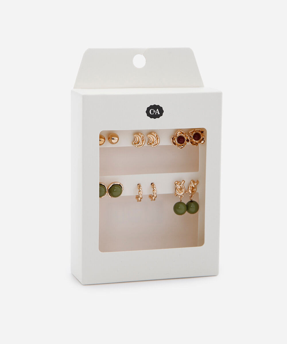 kit de 6 brincos dourado