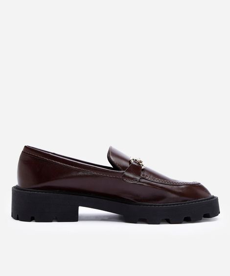 mocassim com fivela tratorado marrom