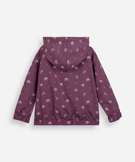 jaqueta corta vento infantil com capuz floral colorida