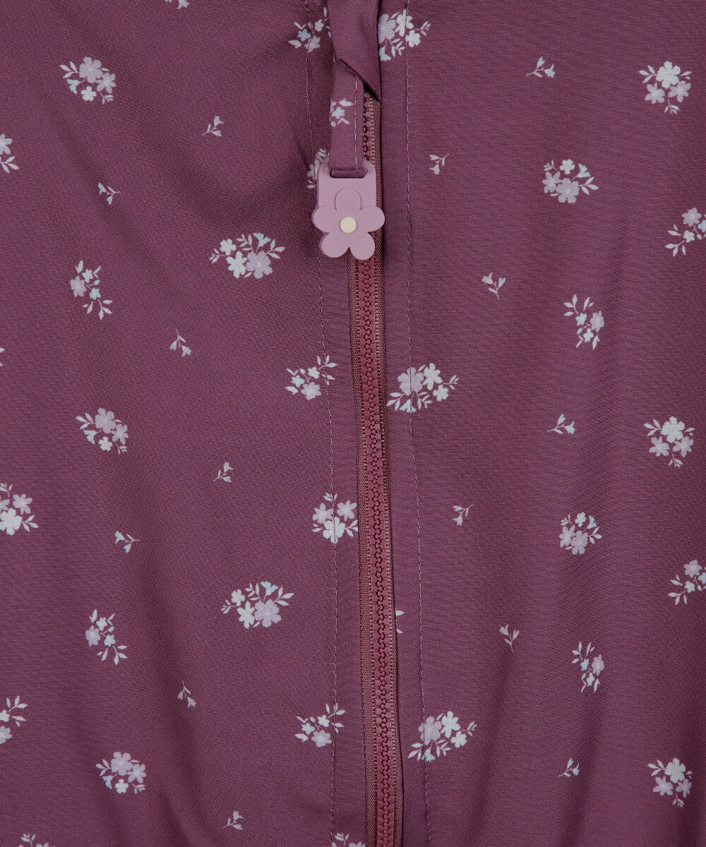 jaqueta corta vento infantil com capuz floral colorida