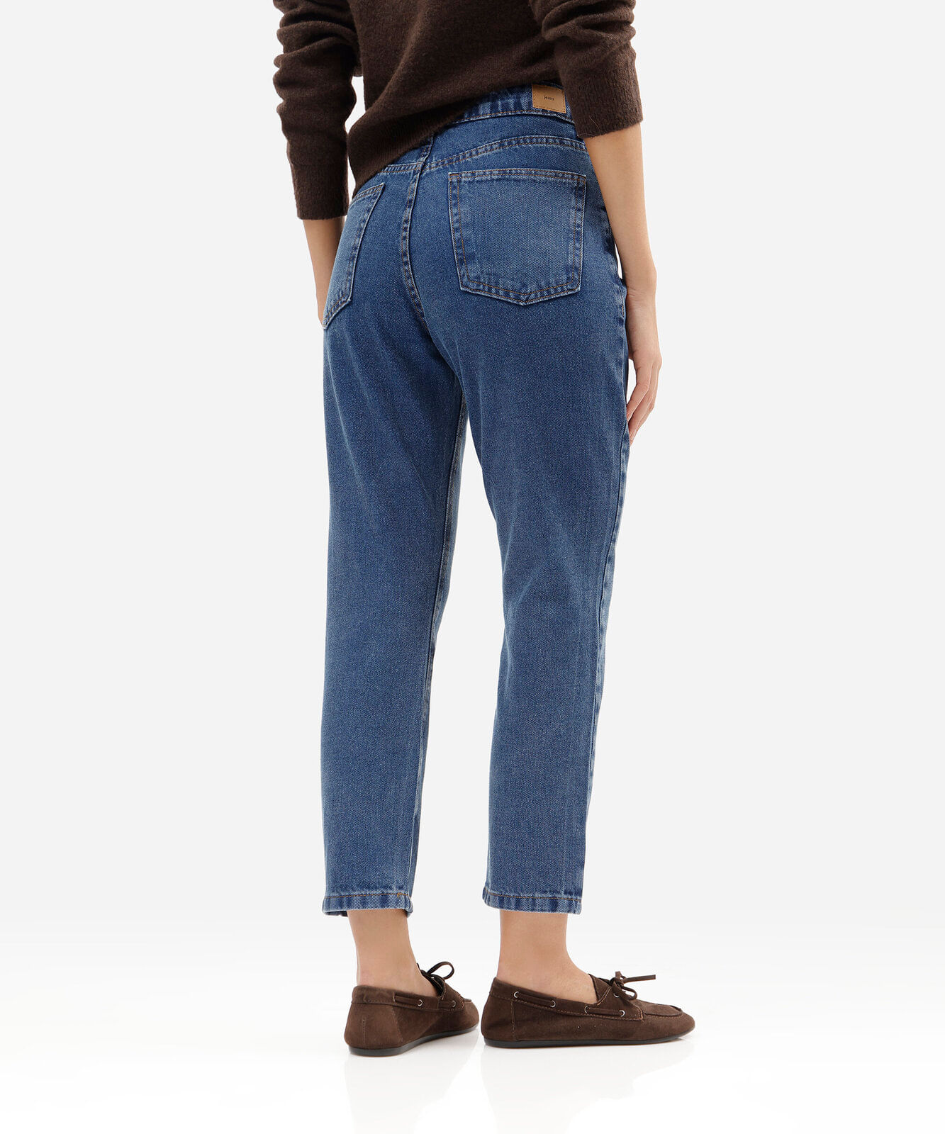 calça mom feminina jeans cintura alta azul