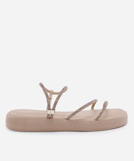 rasteirinha flatform com brilhos bege