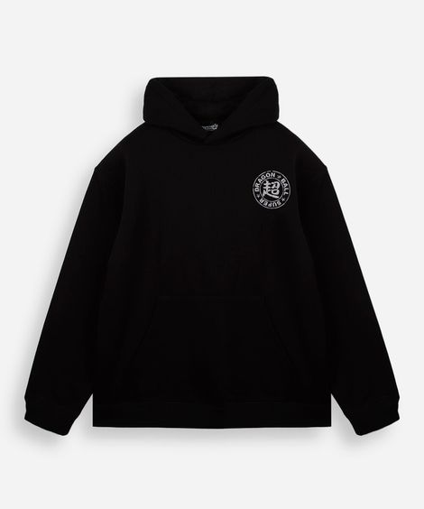 blusão oversized juvenil de moletom com capuz dragonball preto