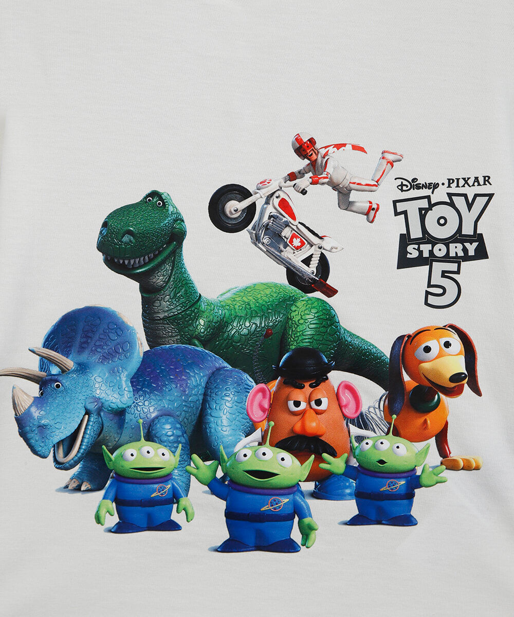 camiseta infantil de algodão manga longa toy story off white
