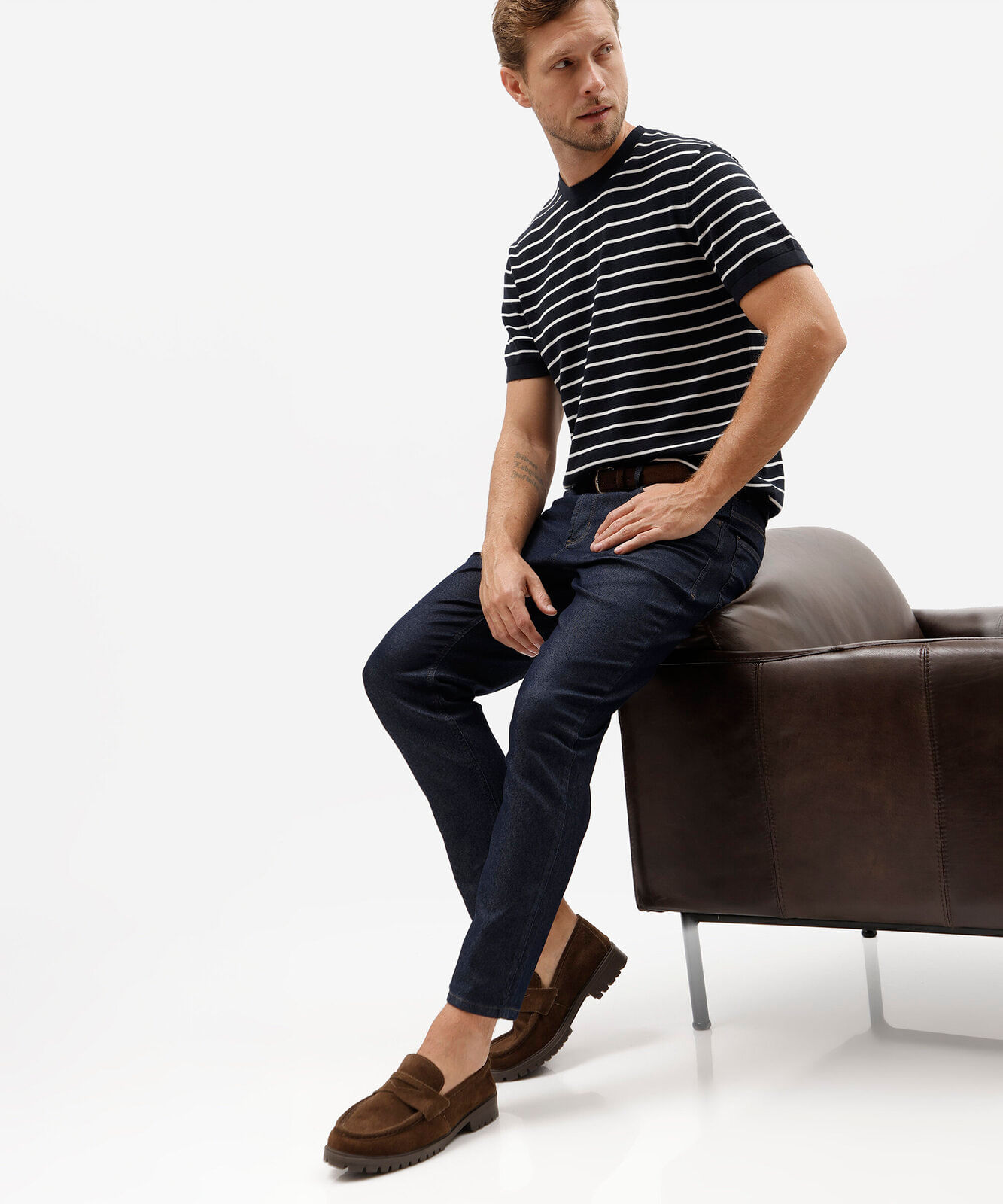 calça slim cropped  masculina jeans azul