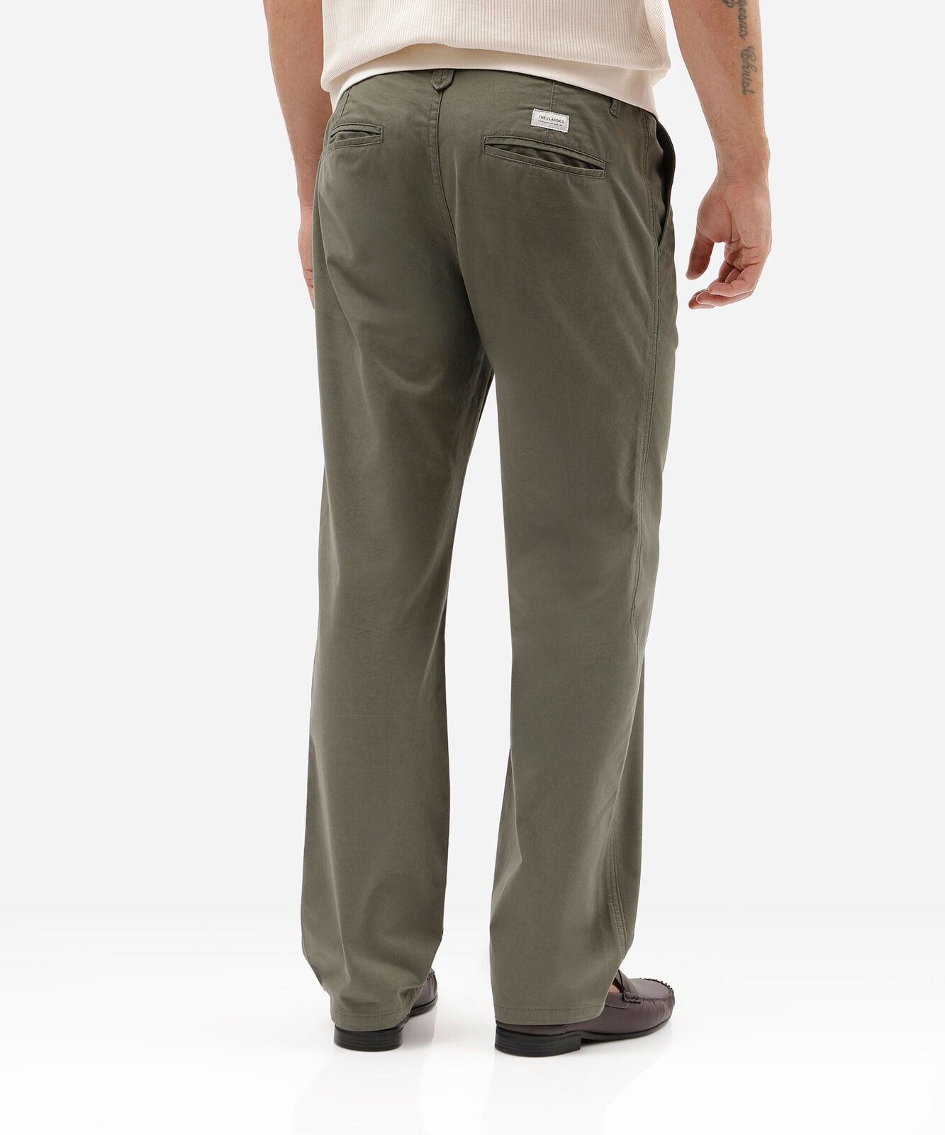 calça reta masculina de sarja verde