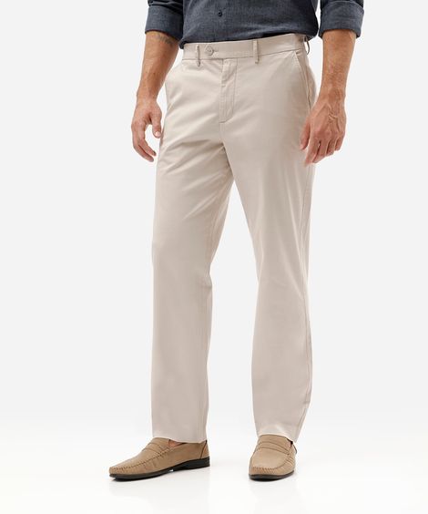 calça reta chino masculina de sarja bege
