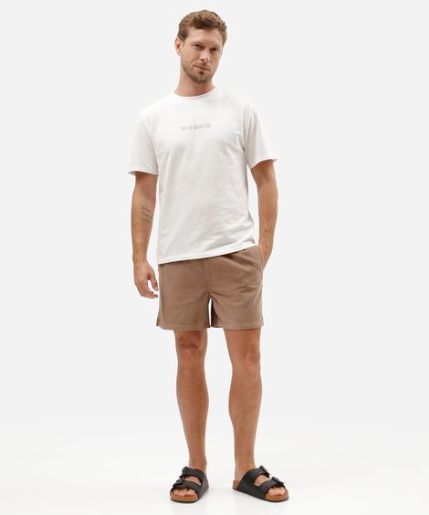 short de veludo cotelê com bolsos marrom